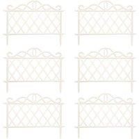 Pack of 6 27cm White Plastic Garden Patio Lawn Border Fence Edging