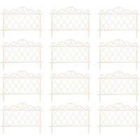 12 Pack Of Plastic White Garden Border Lawn Patio Flower Bed Fences