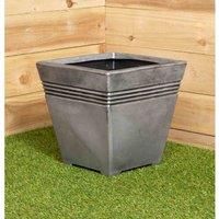 Milano Square Grey Pewter Garden Planter - 33.5cm Tall