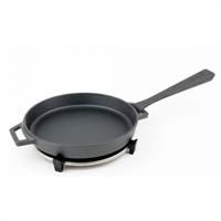 Ooni Cast Iron Skillet Pan - 9" Cast Iron Skillet with Removable Handle and Sainless Steel Trivet, Cast Iron Frying Pan, Pre-Seasoned Non-Stick Oven Safe Cookware, Pizza Oven and BBQ Accessories