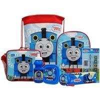 Thomas & Friends 8PC Back to School Bundle - inc Backpack, Drawstring Sports Bag, Insulated Lunch Bag, Sandwich Box, Water Bottle, Coin Pouch, Pencil Case & Stationery Set.