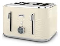 BREVILLE Obliq VTT997 4Slice Toaster  Vanilla Cream & Silver, Cream