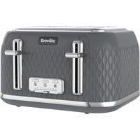 Breville Curve 4-Slice Toaster with High Lift and Wide Slots , Grey and Chrome [VTR013]