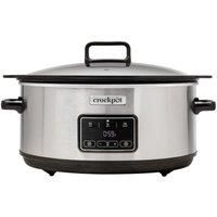 Sizzle and Stew Digital Slow Cooker 6.5 L (8+ People) Removable Induction Hob-Safe Bowl Sears Meat and Vegetables UK 3 Pin Plug Stainless Steel [CSC112]