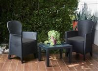 3 Piece Bistro Set Patio Garden Furniture Outdoor Table 2 Armchairs Rattan Style