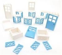 LEGO WINDOWS AND DOORS SET --16 Piece Set in BLUE AND WHITE - Brand New