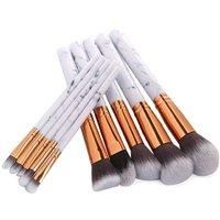 10PC Marble Makeup Brushes Smooth & Silky Professional Brush Kit - Free Postage