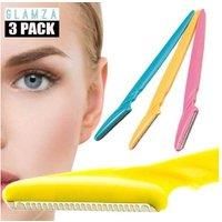 Glamza No Flick 3 Pack Eyebrow Brow Shaper Razor & Dermaplaning Safe Painless Portable Women/'s Shaver Trimmer Tool Grooming Kit