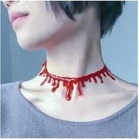 Halloween Blood Dripping Necklace Jewellry Choker Party Web Costume Fancy Dress