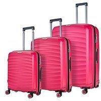 Rock Sunwave 3 Piece Set (55/66/79cm) Expandable Hard Shell Suitcase Pink