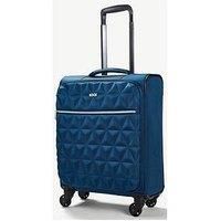 Rock Jewel 55cm Carry On Ryanair Compliant Suitcase Four Wheel Travel Luggage Blue