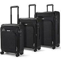 Rock Luggage Parker 8-Wheel Suitcases 3 Piece Set - Black