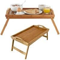 Folding Bamboo Breakfast Lap Tray Wood Over Bed Table Stand Kitchen Wooden New
