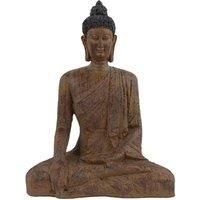 SITTING BUDDHA INDOOR ORNAMENT in CARVED WOOD EFFECT, BRAND NEW RANGE AW-005