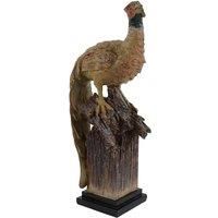 SITTING PHEASANT  INDOOR ORNAMENT in CARVED WOOD EFFECT, AW-026