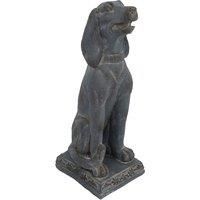 LOVELY "SITTING DOG" GARDEN ORNAMENT, BLUE IRON EFFECT, YST-105