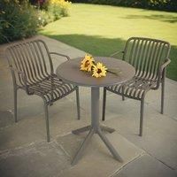 Modura Anders Set with Alma Chair in Resin Plastic with Fibreglass, Outdoor Patio Bistro Garden Furniture