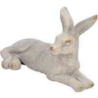 LOVELY "LYING HARE" GARDEN ORNAMENT, WEATHERED STONE EFFECT, NEW RANGE YST-131