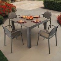 Modura Henrik 100 Set with Stina Chair in Resin Plastic with Fibreglass, Metal Frame Table, Outdoor Garden Patio Dining Furniture