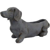 Solstice Sculptures Sausage Dog Planter 30Cm Blue Iron Effect