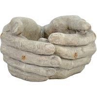 "CUPPED HANDS" PLANTER in WEATHERED STONE EFFECT, YSP-171