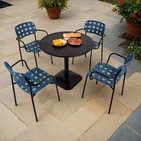 MODURA Albin 80 Round Table Black With 04 Karin Armchair Petrol Blue-black Set, Multi