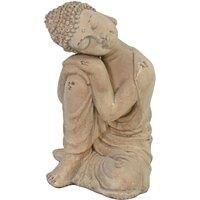 Solstice Sculptures Buddha Crouching 37Cm Weathered Dark Stone Effect
