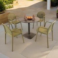 MODURA Albin 80 Round Table Nickel Grey With 04 Stina Armchair Avocado Set, Multi