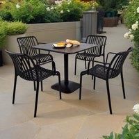 MODURA Albin 80 Square Table Black With 04 Alma Armchair Black Set, Black