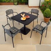 MODURA Albin 80 Square Table Black With 04 Karin Armchair Grey-black Set, Multi