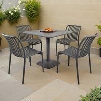 MODURA Albin 80 Square Table Nickel Grey With 04 Mia Bistro Chair Nickel Grey Set, Grey