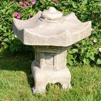 Solstice Sculptures PAGODA LANTERN SMALL Statue Ornament, Weathered Dark Stone