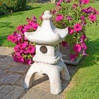 Solstice Sculptures Pagoda Lantern Large 63Cm Weathered Light Stone Effect