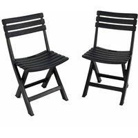TRABELLA Brescia Folding Garden Chair, Polypropylene, Anthracite, 77cm