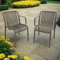 Modura Alma Stacking Chair Pack of 2 in Resin Plastic with Fibreglass Outdoor Garden Patio Bistro Furniture