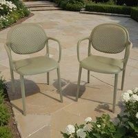 Modura Stina Stacking Chair Pack of 2 in Resin Plastic with Fibreglass Outdoor Garden Patio Bistro Furniture