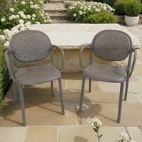 Modura Stina Stacking Chair Pack of 2 in Resin Plastic with Fibreglass Outdoor Garden Patio Bistro Furniture