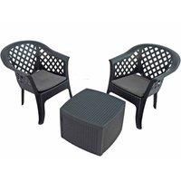 "SICILY" 54cm SIDE TABLE & 2 CHAIRS in ANTHRACITE by TRABELLA ZT-ASICIL-02ASVC