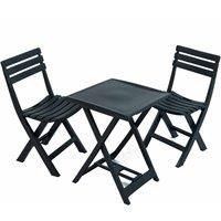 Trabella Boretto Folding Table With 2 Brescia Chairs Set Anthracite