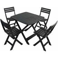 "BRESCIA" RESIN FOLDING SET - TABLE & 4 CHAIRS in ANTHRACITE, ZT-ABRCAC-04ABRC