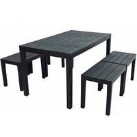 TRABELLA Anthracite Rectangular Table with 4 Roma Bench Set