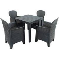 "ROMA" 78 x 78cm. TABLE & 4 CHAIRS in ANTHRACITE by TRABELLA ZT-AROMSS-04ASIC