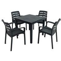 Trabella Roma Square Table With 4 Siena Chairs Set Anthracite