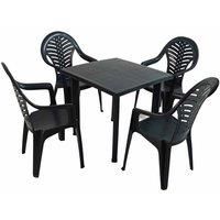 Trabella Rapino Square Table With 4 Pineto Chairs Set Anthracite