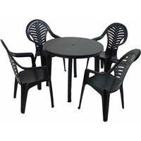 Trabella Revello Round Table With 4 Pineto Chairs Set Anthracite