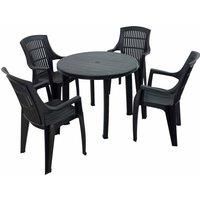 Trabella Revello Round Table With 4 Parma Chairs Set Anthracite