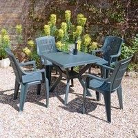 Trabella Turin Square Table With 4 Parma Chairs Set Green