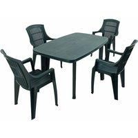 Trabella Rimini Rectangular Table With 4 Parma Chairs Set Green