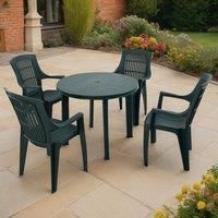 Trabella Revello Round Table With 4 Parma Chairs Set Green