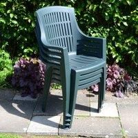"PARMA" STACKING CHAIRS x 4 in GREEN by TRABELLA TB-742-4